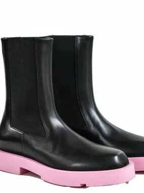 Givenchy Black Pink Squared Chelsea Lug Sole Boots